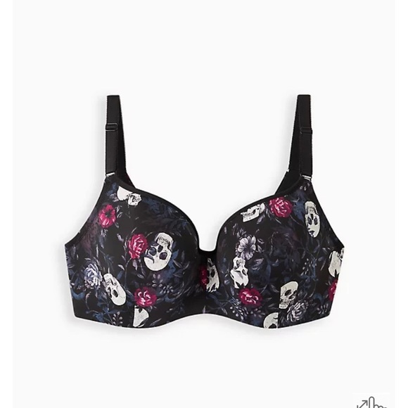 LIGHTLY LINED FULL COVERAGE BALCONETTE BRA - SKULL BLACK